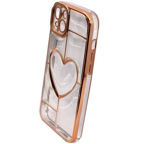 Чехол - накладка совместим с iPhone 14 Plus "Heart" силикон золото