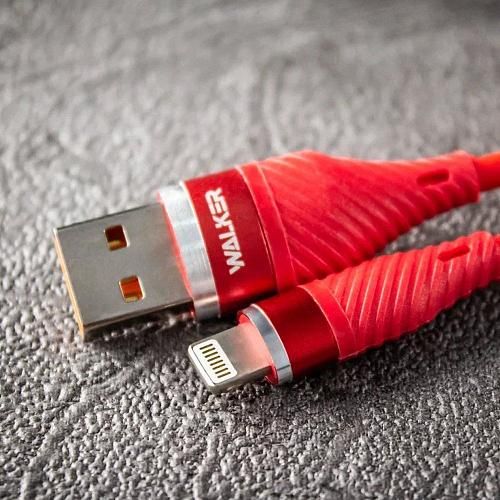 Кабель USB - Lightning 8-pin WALKER C735 красный (1м) /3,1А/