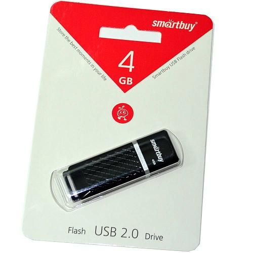 4GB USB 2.0 Flash Drive SmartBuy Quartz черный (SB4GBQZ-K)