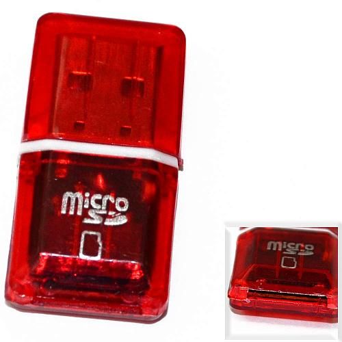 Картридер Micro SD - USB красный