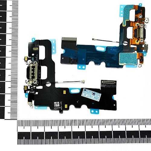 Шлейф совместим с iPhone 7 + разъем зарядки черный orig Factory