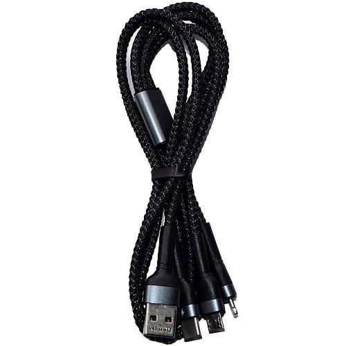 Кабель USB универсальный REMAX Jany RC-124th  Lightning 8-pin + micro USB + TYPE-C черный /3,1A/ (1м)