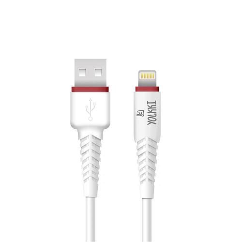 Кабель USB - Lightning 8-pin YOLKKI Pro 04 белый (1м) /max 2,1A/