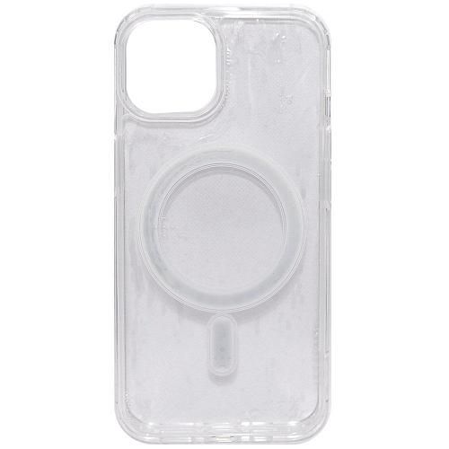 Чехол - накладка совместим с iPhone 14 (6.1") "Magsafe" cиликон+пластик прозрачный/повреждена упаковка/