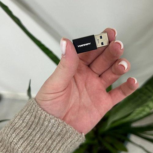 Переходник USB - Type-C DENMEN DU13 черный